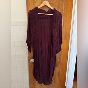 Urban Outfitters Ecoté Deep Burgundy Textured Open-Front Duster